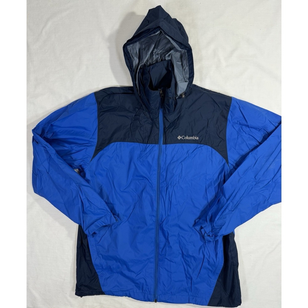 Columbia Jacket Mens Medium Blue Glennaker Lake Omni-Shield Packable Windbreaker